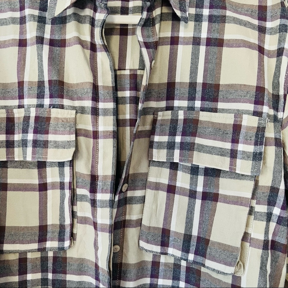 Zara Plaid Soft Flannel oversized Button Down shirt - Picture 8 of 9